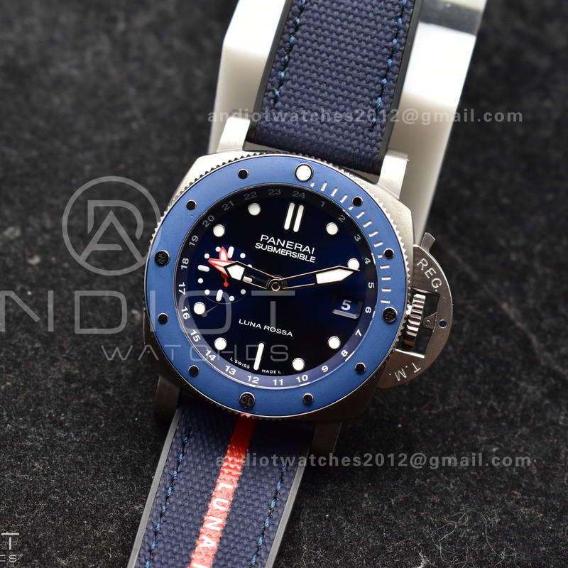PAM1507 Submersible GMT Luna Rossa 42mm VSF 1:1 Best Edition on Blue Nylon Strap P900